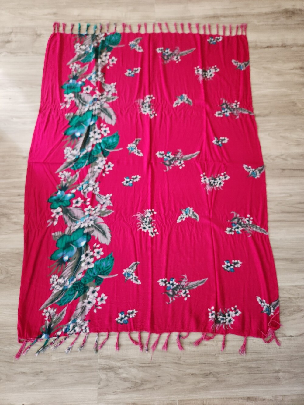 Hibiscus Collection Fuchsia Pink Fringe Scarf Wrap Sarong